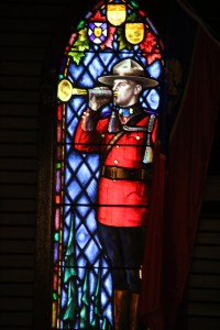 One of the stained glass windows in the chapel at the RCMP Depot. 